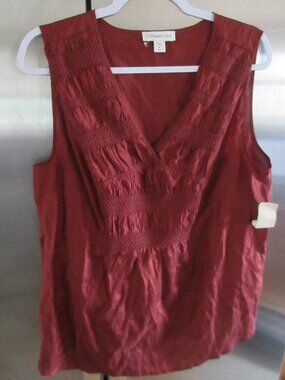 Coldwater Creek Women's Rust Brown Sleeveless Tank Top nwt new silk cotton xl L